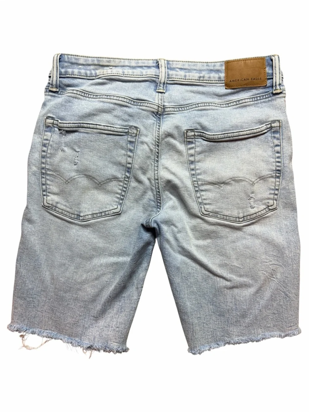 American Eagle Outfitters Men's 31 Light Wash Distressed Denim Jean Shorts